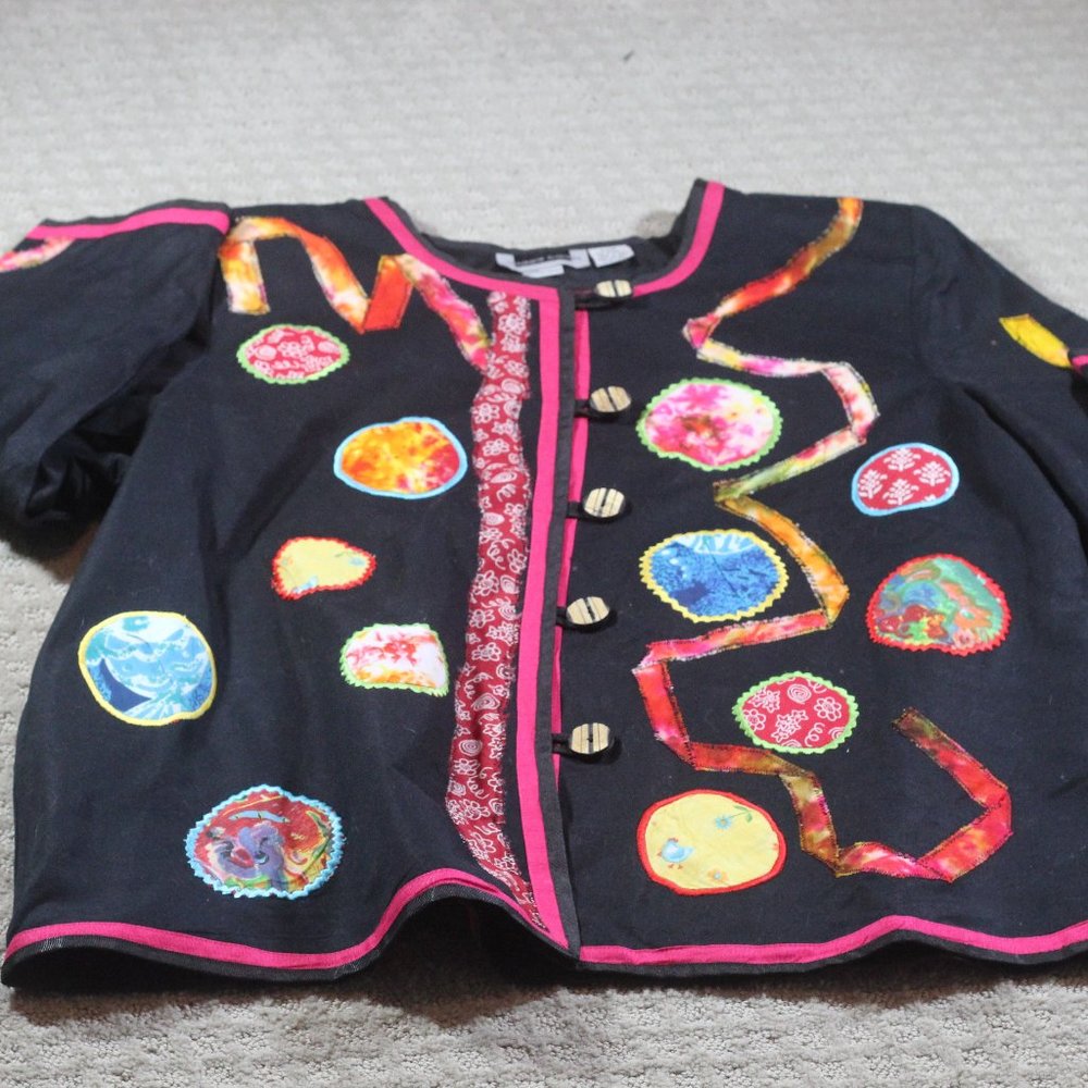 Vintage Maggie Barnes Size 2XWP Colorful Embroidered Jacket
